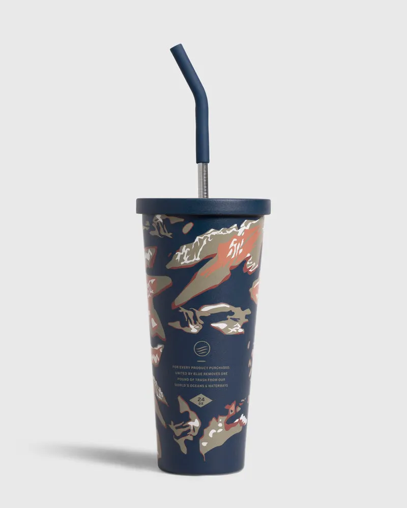 24 oz Insulated Steel Straw Tumbler - Lakeside Camo
