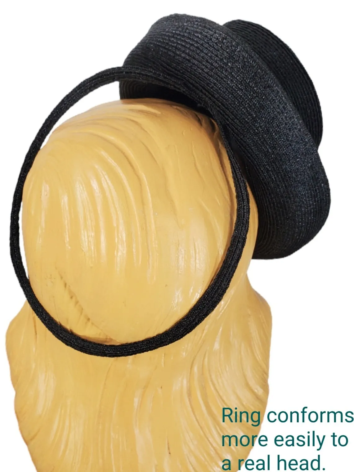 40s Black Straw Tilt Top Hat