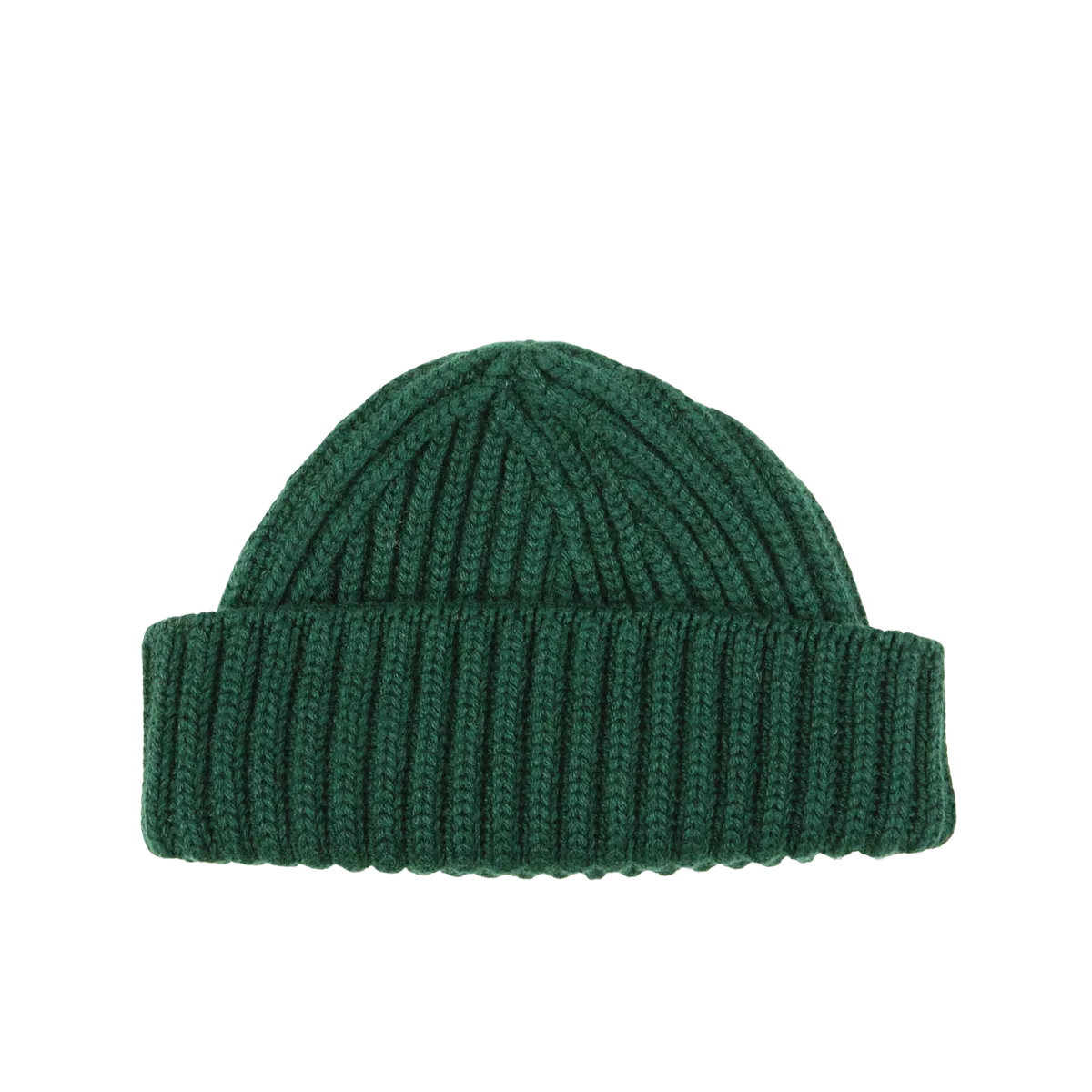 Bottle Green Cashmere Ribbed Short Beanie