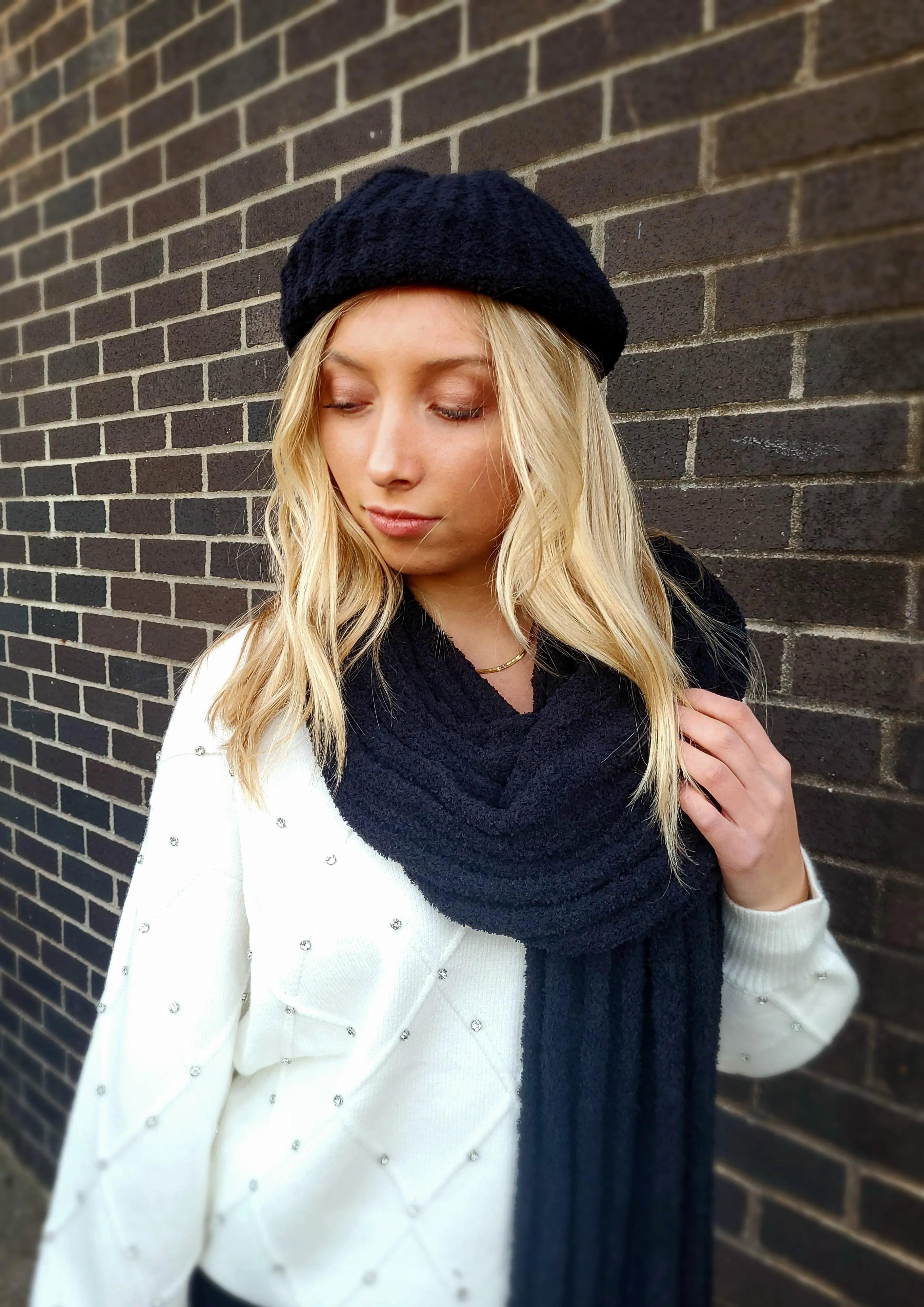 Boucle Rib Knit Beret