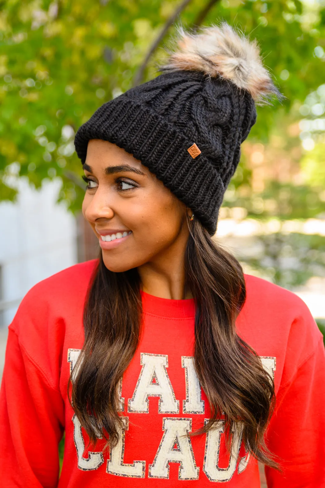 Cable Knit Cuffed Beanie In Black - 11/3/2022