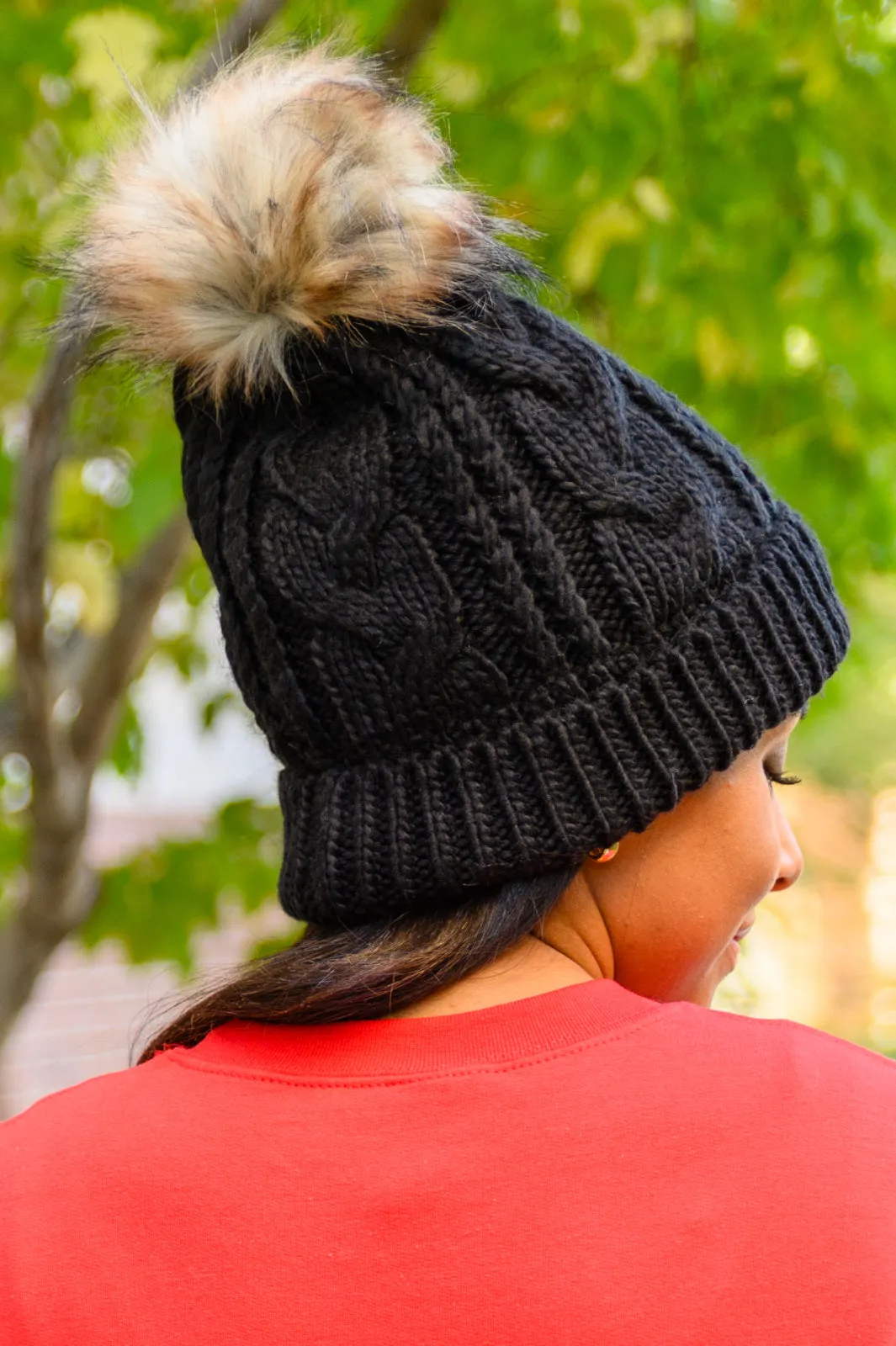 Cable Knit Cuffed Beanie In Black - 11/3/2022