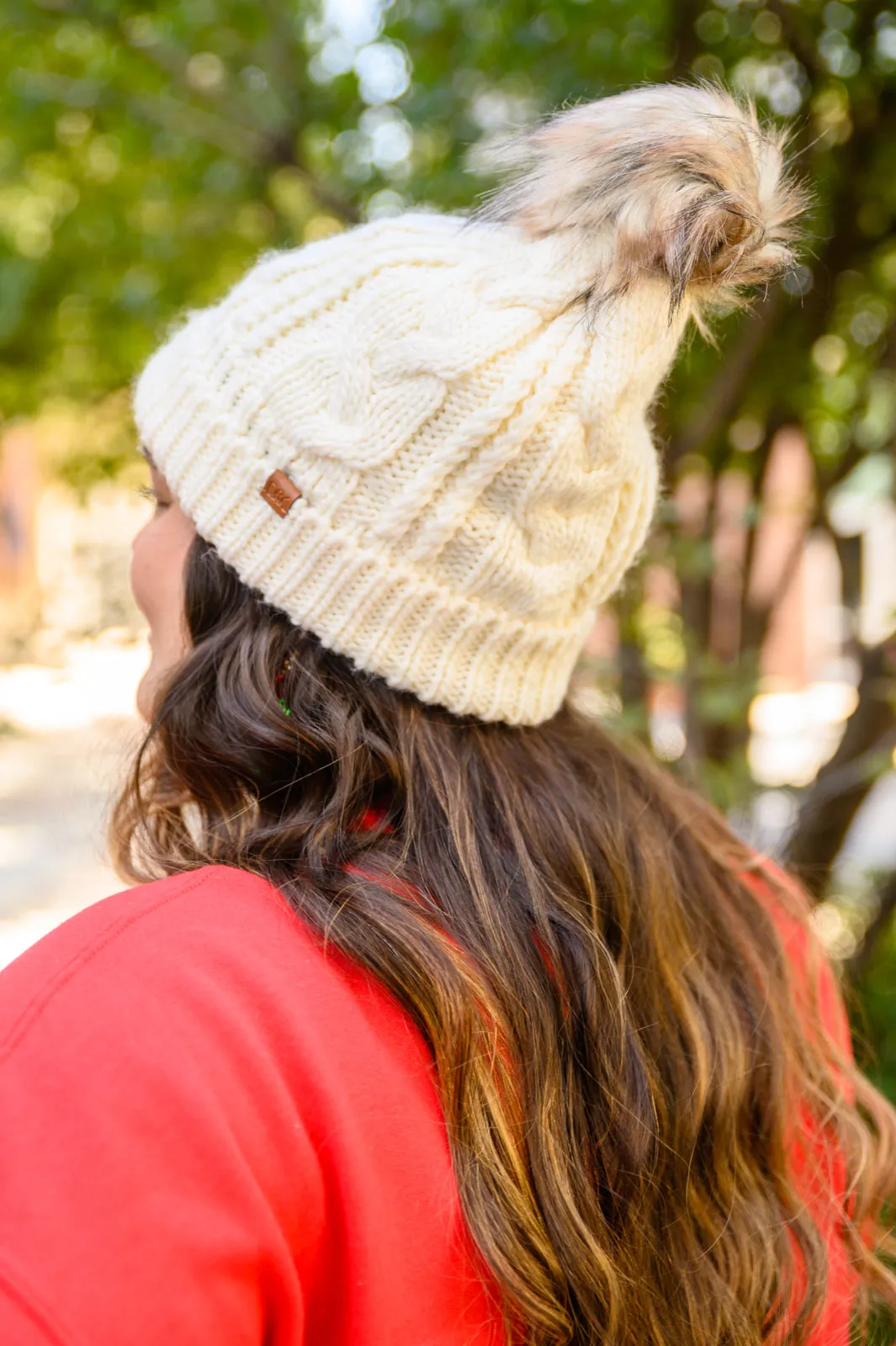 Cable Knit Cuffed Beanie In Ivory - 11/3/2022