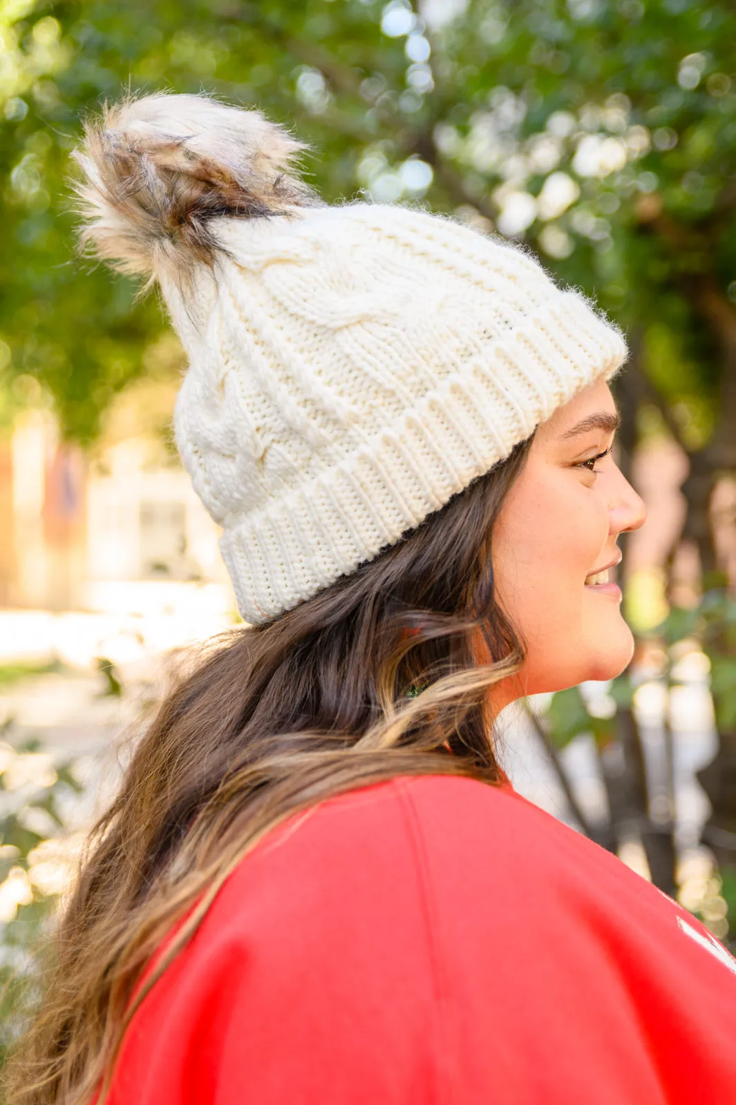 Cable Knit Cuffed Beanie In Ivory - 11/3/2022