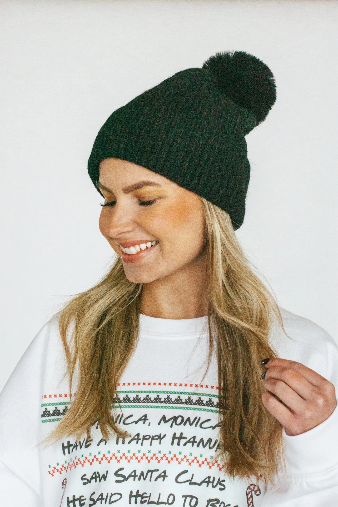 Chilly Day Black Knit Beanie