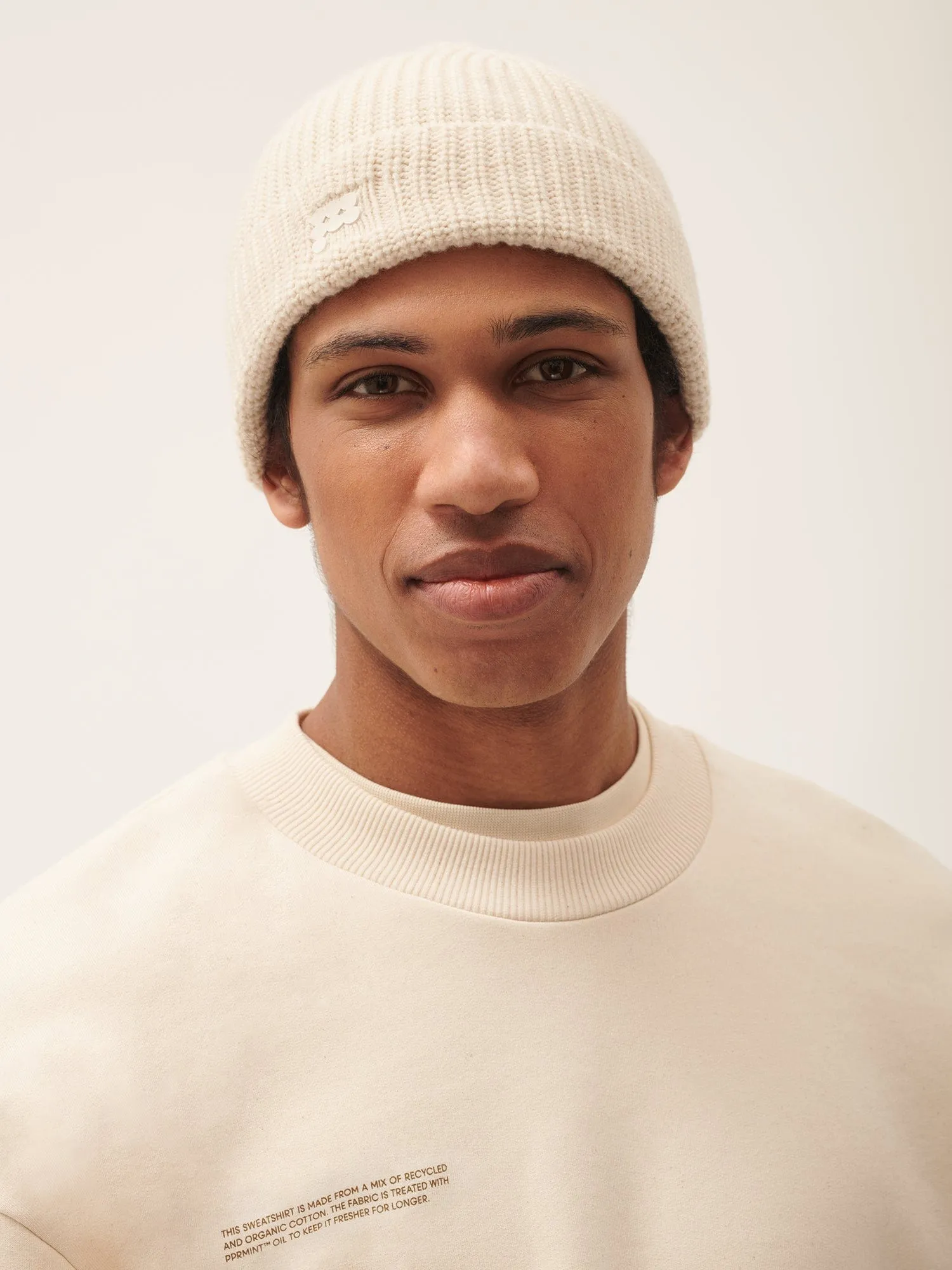 DNA Recycled Cashmere Beanie—ecru ivory