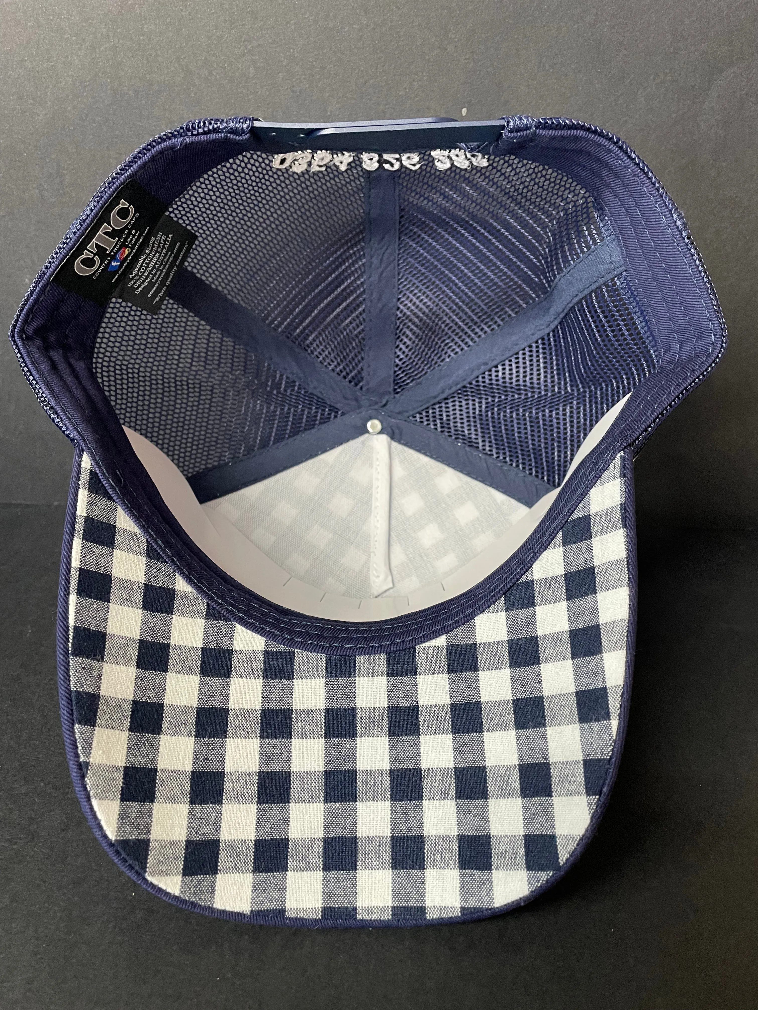 Drovers Saddlery Trucker Cap - Navy Gingham