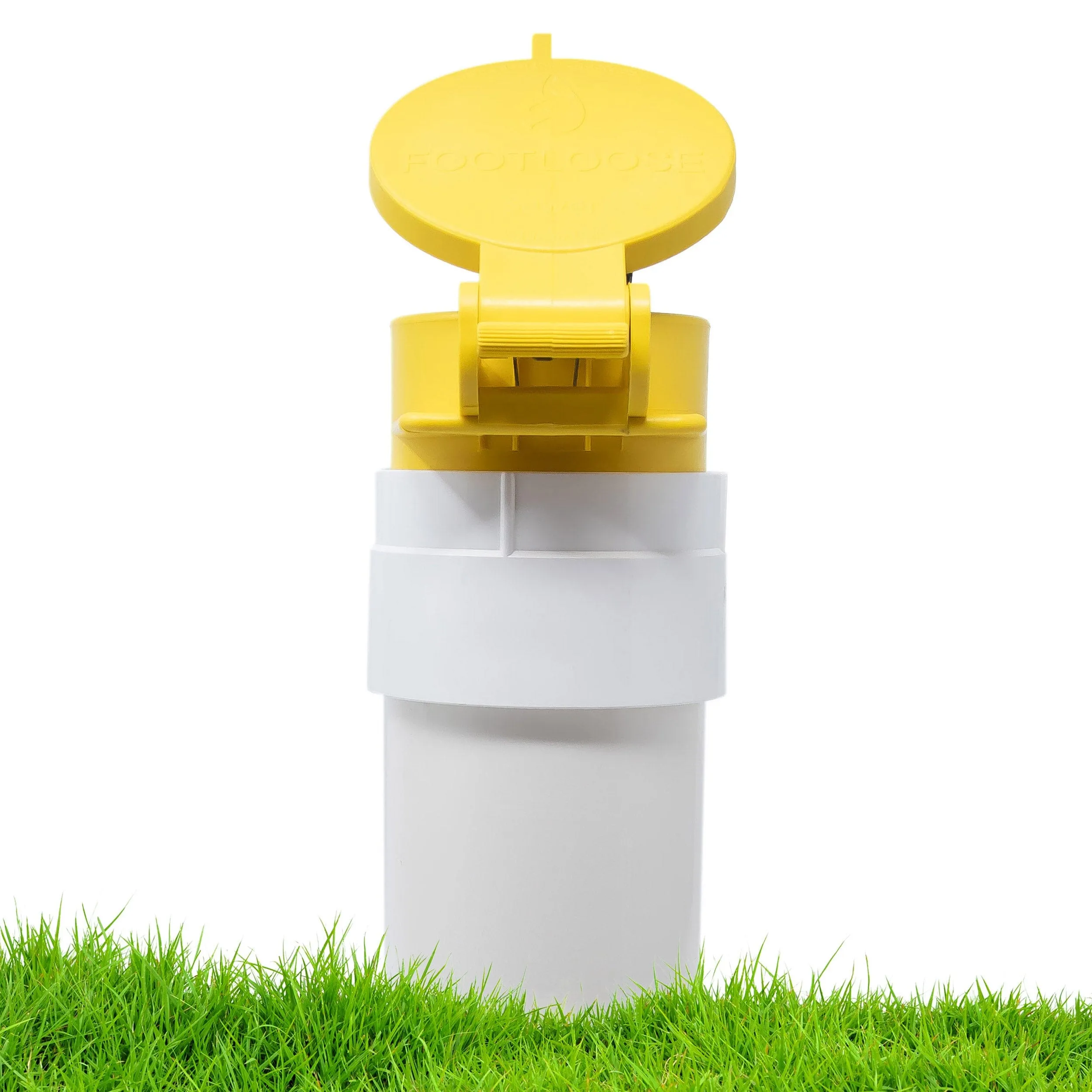 Enviro Design Products: FootLoose RV Site Sewer Cap, 4" Yellow Male