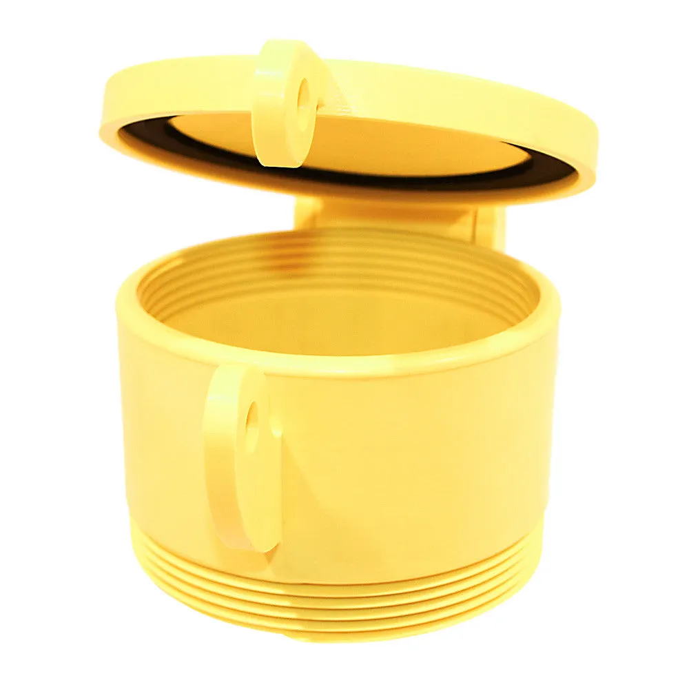 Enviro Design Products: FootLoose RV Site Sewer Cap, 4" Yellow Male