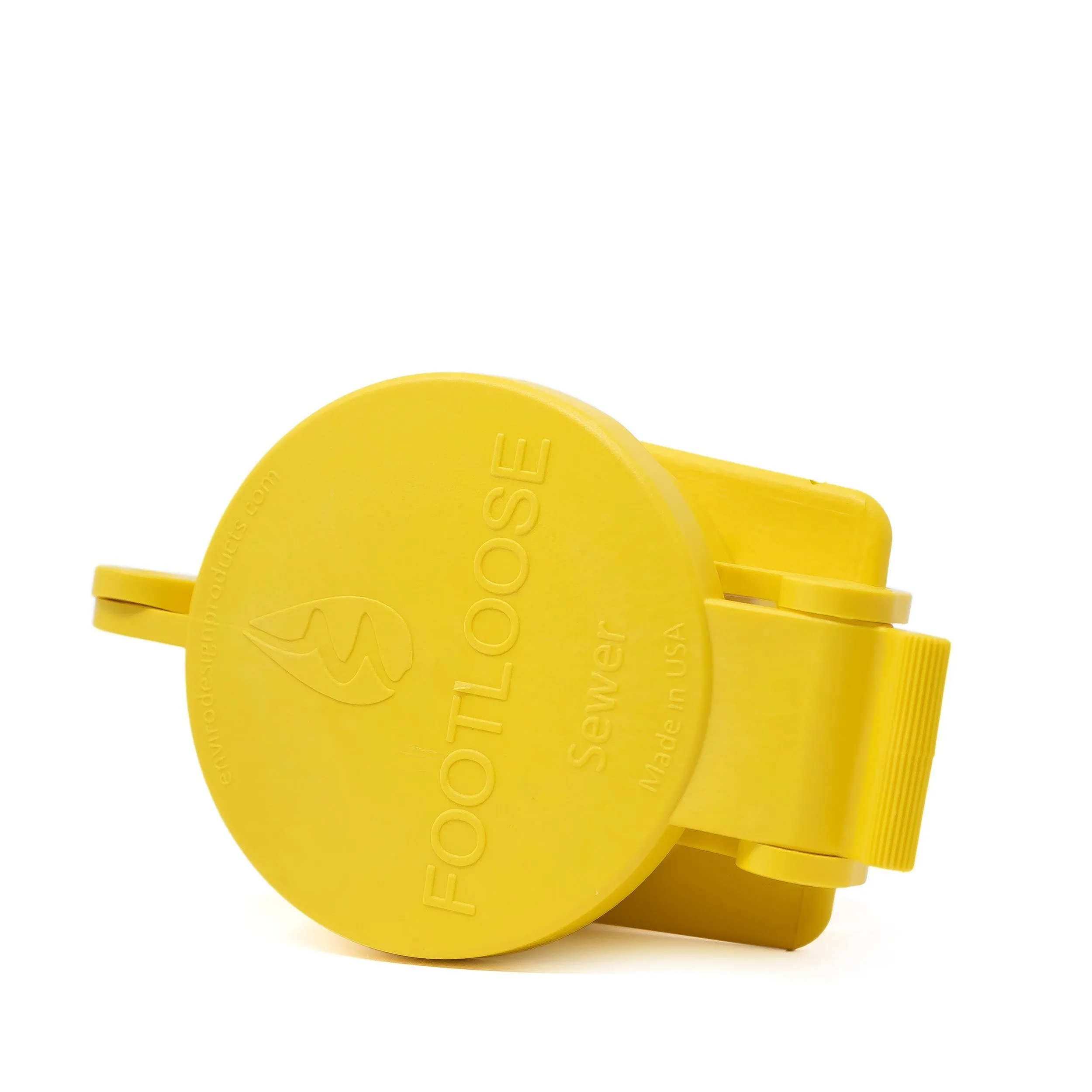 Enviro Design Products: FootLoose RV Site Sewer Cap, 4" Yellow Male