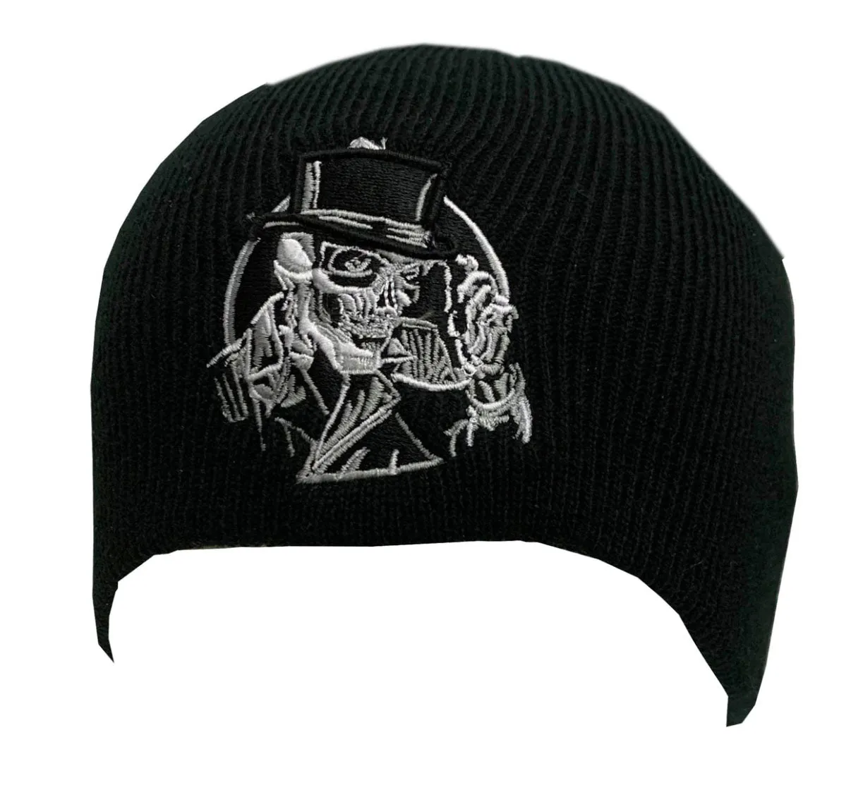 Fat Skeleton ™ 3D Embroidered Top Hat Skull logo Black beanie
