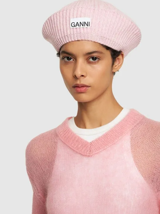GANNI   Structured wool blend beret 