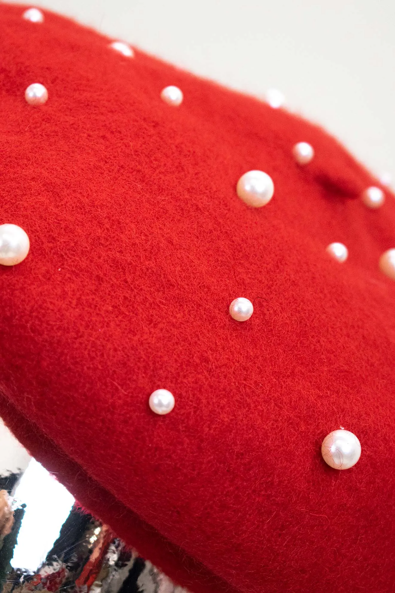 Parisian Pearl Beret in Red