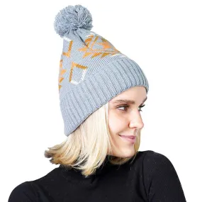 Pom Pom Western Pattern Beanie Hat