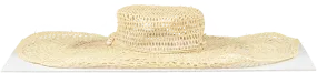 sensi studio Beige Natural Straw Open Weave Sun Hat With Shell Details One Size