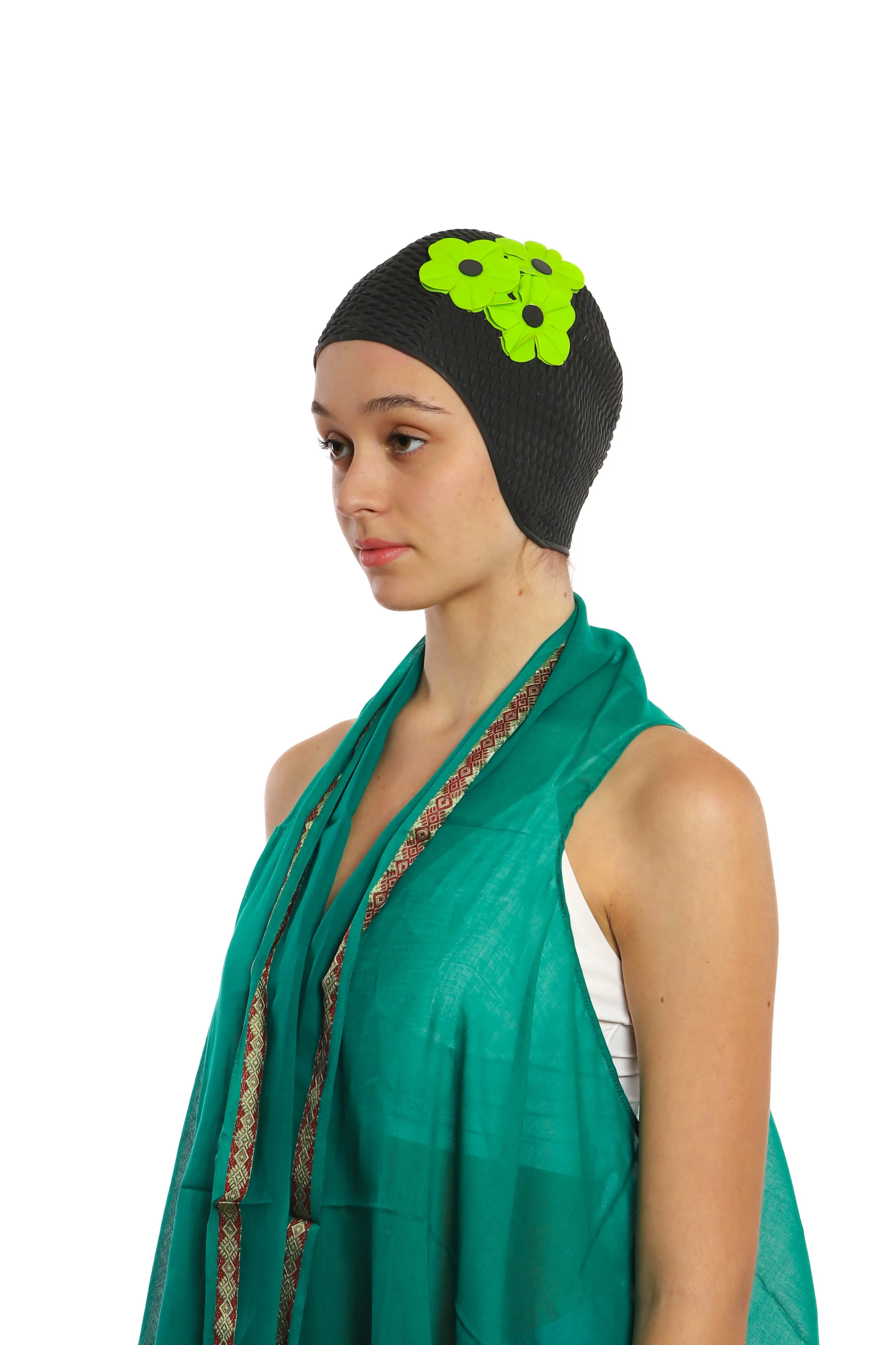 Vintage 3 Flowers Swim Cap