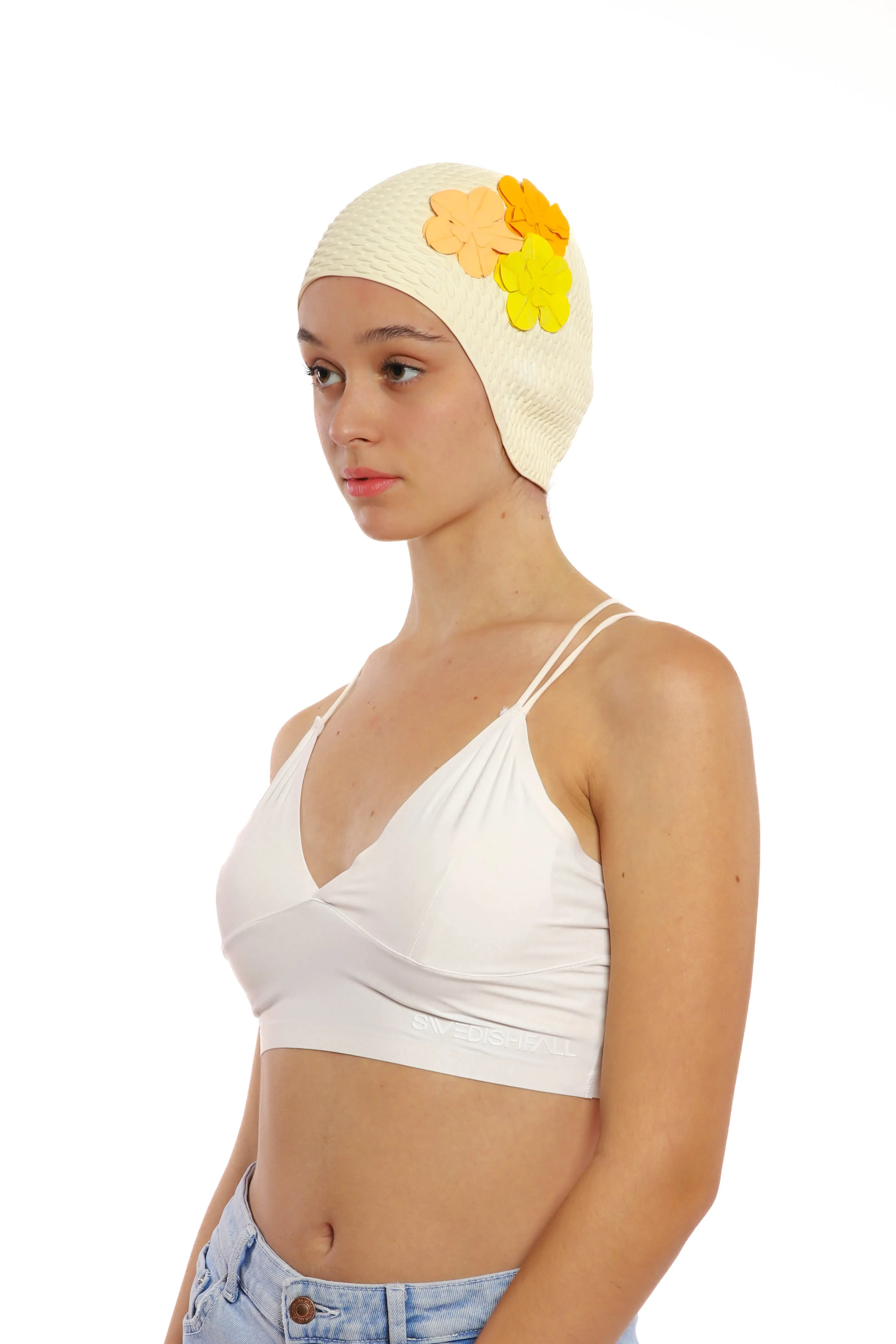 Vintage 3 Flowers Swim Cap